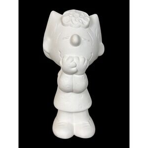Peanuts Sally Brown Charlie Ceramic Bisque Figurine Unpainted 6 Inch Vintage DIY